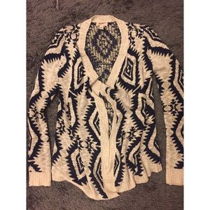 Tribal print open front cardigan